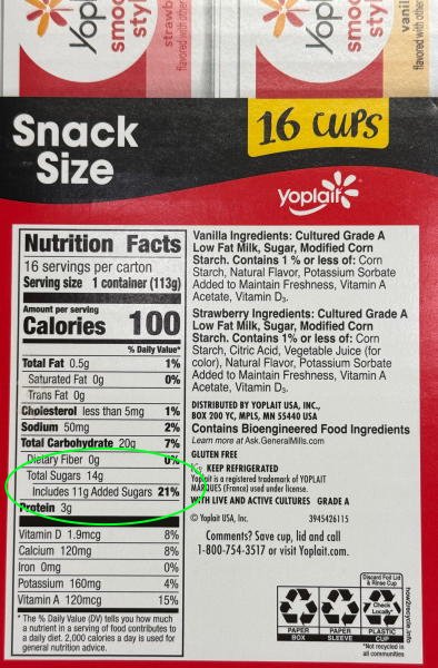 Yogurt w/ 11g Added Sugar