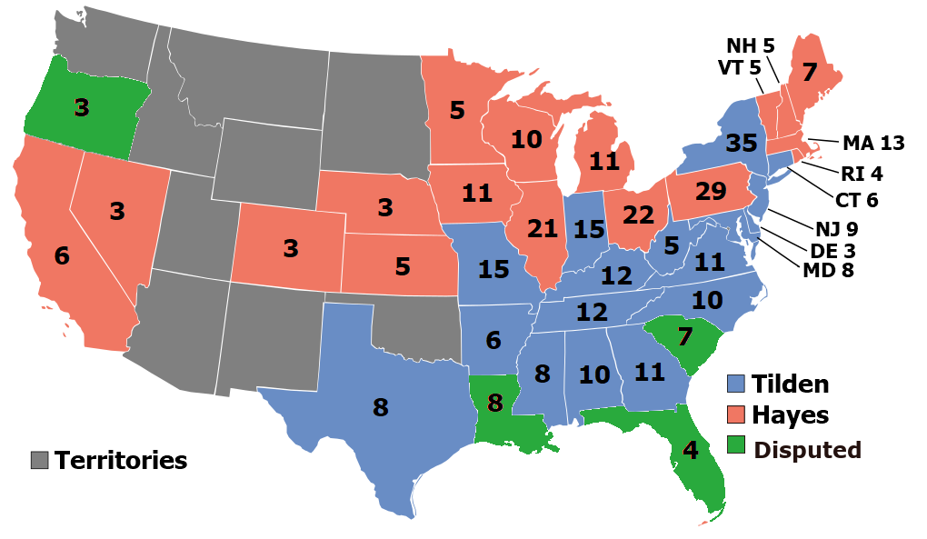 1876 Electoral Map (source:wikipedia) 1876 Electoral Map (source:wikipedia)