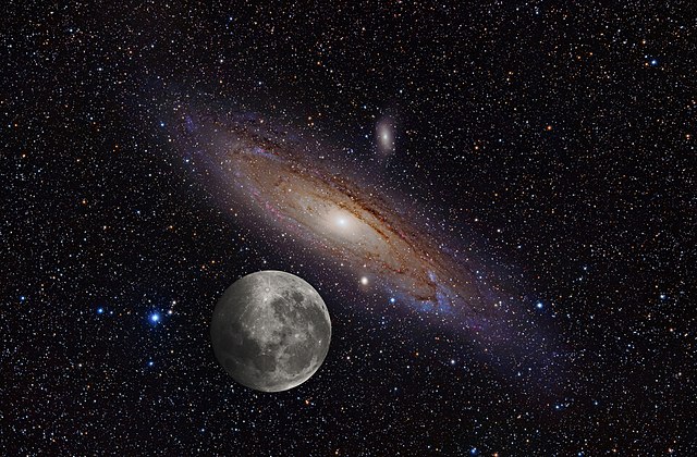 Size of Moon and the Andromeda Galaxy in Our Sky (source:Luc Viatour) Size of Moon and the Andromeda Galaxy in Our Sky (source:Luc Viatour)