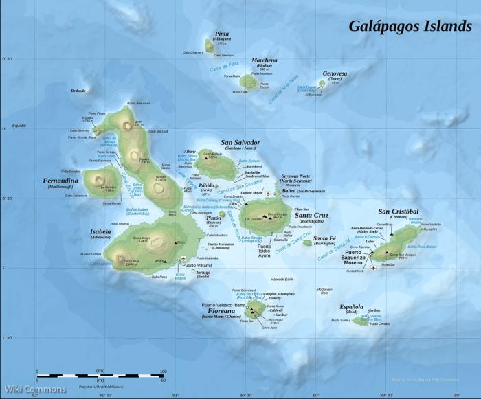 Map of the Galápagos Islands (source:wikicommons)