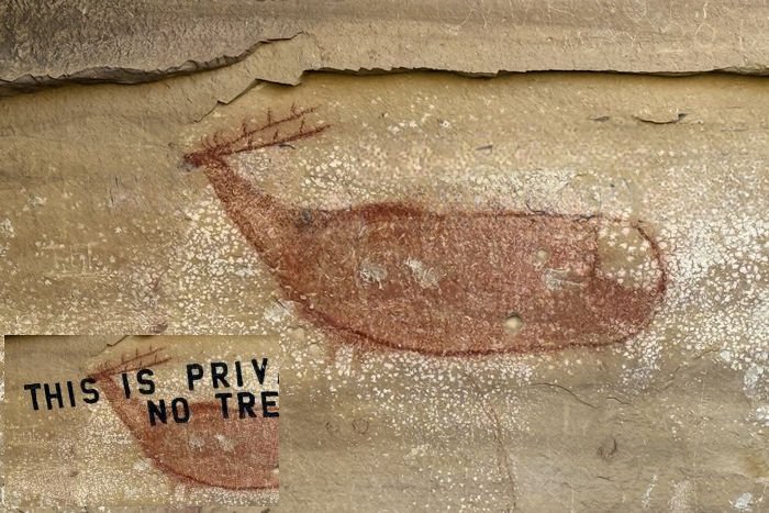 Elk (Wapiti) Pictograph (Vandalism Removed)